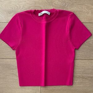 ZARA Pink Short Sleeve Crop Top